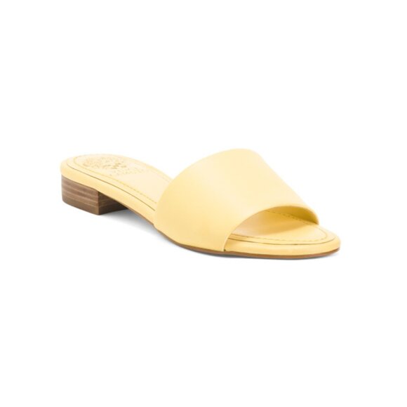 VINCE CAMUTO Lemon Leather Meren Flat Sandals - Picture 1 of 2